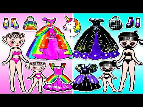 Rainbow vs Black🌈 BALELRINA CAPPUCCINA Mother & Daughter Brainrot Handmade | DIY Arts & Paper Crafts