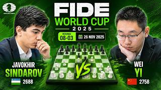 Wei Yi vs Javokhir Sindarov | FIDE World Cup 2025 Round 08-03