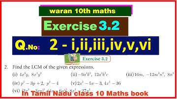TN 10th std  Maths Exercise 3.2 Q.No 2 - i, ii, iii, iv, v, vi  in chapter 3. Algebra  year 2019-20