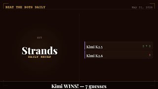 Kimi K2.5 vs Kimi K2.6 — NYT Strands (Full Results) | May 31, 2026 | Beat the Bots Daily