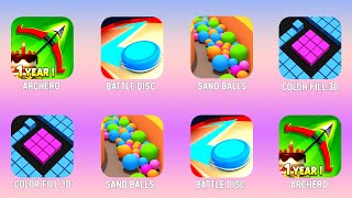 ARCHERO, Battle Disc, Sand Balls, Color Fill 3D, Walkthrough (iOs, Android) | Power of Gameplay screenshot 3