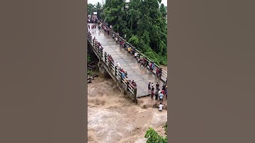 Moment the Bridge Almost Swept Away by Heavy Floods! #viral #shorts