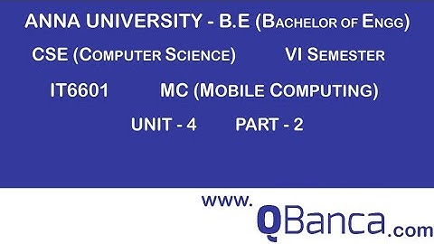 QBanca | Anna University-2013 R | CSE DEPT(6TH SEM) | IT6601- MOBILE COMPUTING |  Unit 4 | Part-2