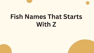 Fish Names That Starts With Z
