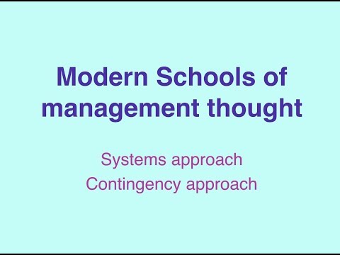 System & Contingency Approach - Modern School of Management thought