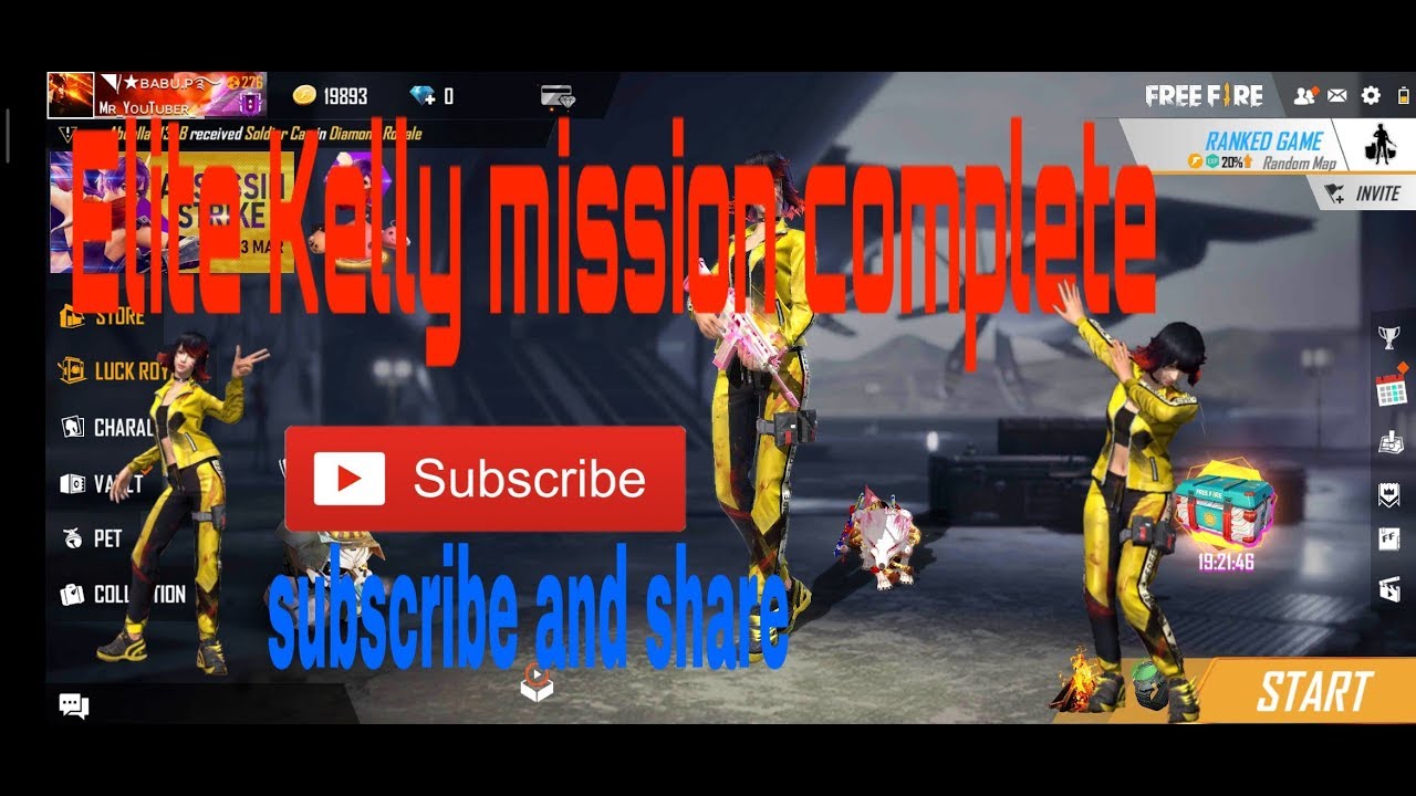 Elite Kelly mission complete Garena free fire