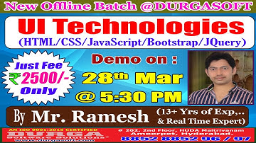 UI Technologies Offline Training @ DURGASOFT