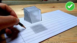 How To Draw A Floating 3D Cube - Amazing Optical Illusion Step By Step