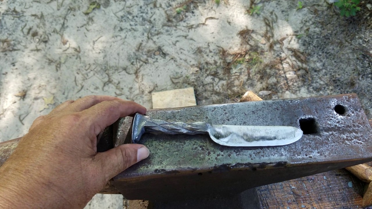 My first pineapple twist railroad spike knife YouTube