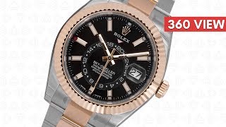 Rolex Sky - Dweller Steel & Yellow Gold Black/Index Markers Dial 326933 (T4D) Watch 360 
