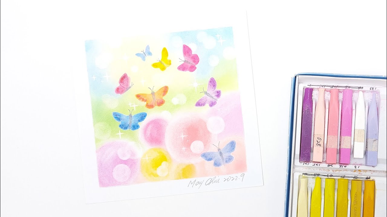 [ENG] Colorful Butterflies - Easy Soft Pastels Drawing
