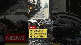 Motorrijder belandt op spoor en heeft engeltje op schouder | #112nieuws