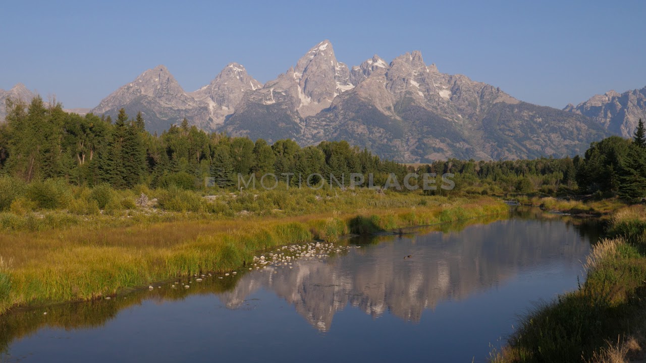 Grand Teton River Reflection Stock Footage