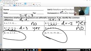 Arithmetic Sequences Day 2 HW