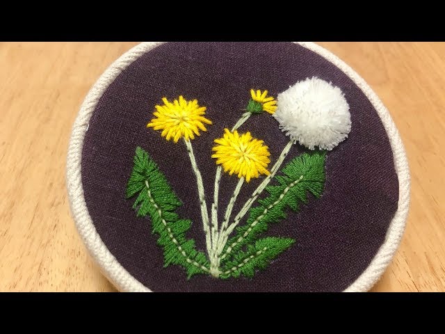 刺繍花】 たんぽぽ刺繍 刺繍初心者 刺繍簡単やり方 embroidery flower