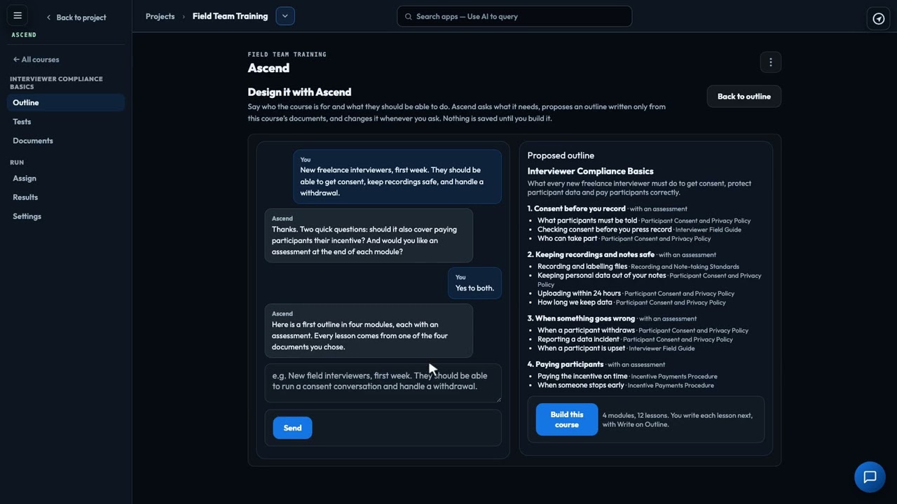 Video thumbnail: Generating a Training Course in Ascend