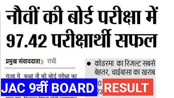 Jac_Jharkhand 9th board result 2020 l झारखंड नौवीं की बोर्ड परीक्षा में 97.42 परीक्षार्थी सफल
