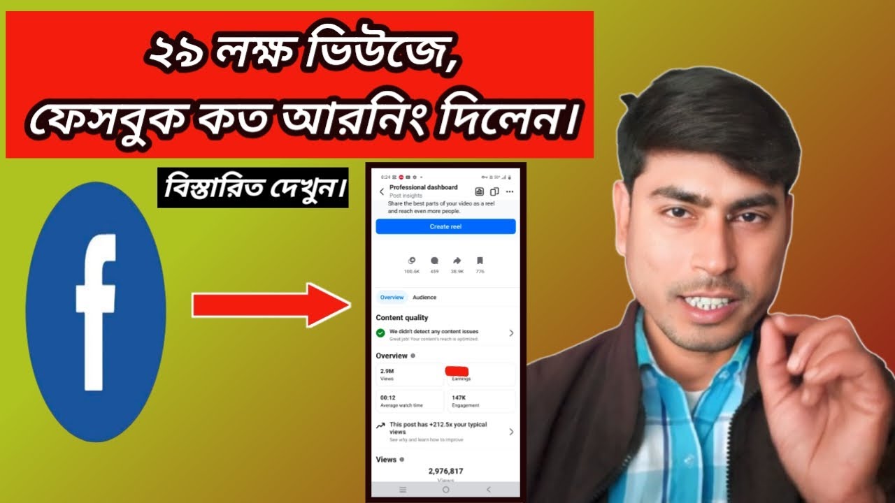 29 লাক ভিউজে ফেসবুক কত টাকা আর্নিং দিলেন। How To Facebook Earning ⭐⭐। 