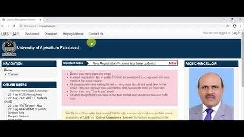 LMS Registration at University of Agriculture, Faisalabad