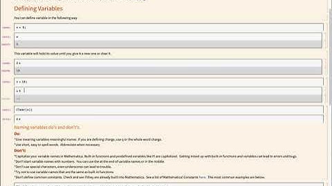 Defining Variables in Mathematica