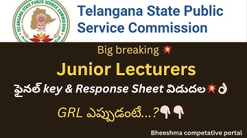 Junior Lecturers final key and response sheet💥👌🏻/JL final key released by TSPSC / #tspsc #si #appsc