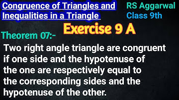 Two right angle triangle are congruent if one side and the hypotenuse of the one | Congruence