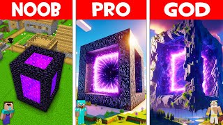 NEW TALLEST NETHER PORTAL CUBE in Minecraft NOOB vs PRO vs GOD!