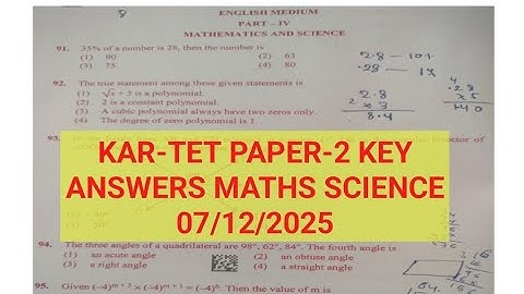 KAR-TET 2025 Maths Science Paper 2 Key Answer 07/12/2025