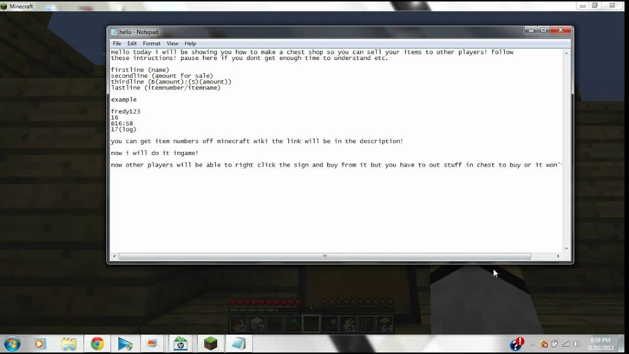 chestshop tutorial youtube chestshop format