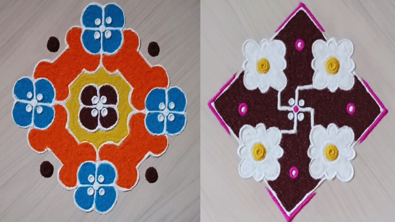 | Beautiful 2 Type Dot's 6 x 6 Rangoli Designs For Festival | Dot's Rangoli Designs | Rangolis |