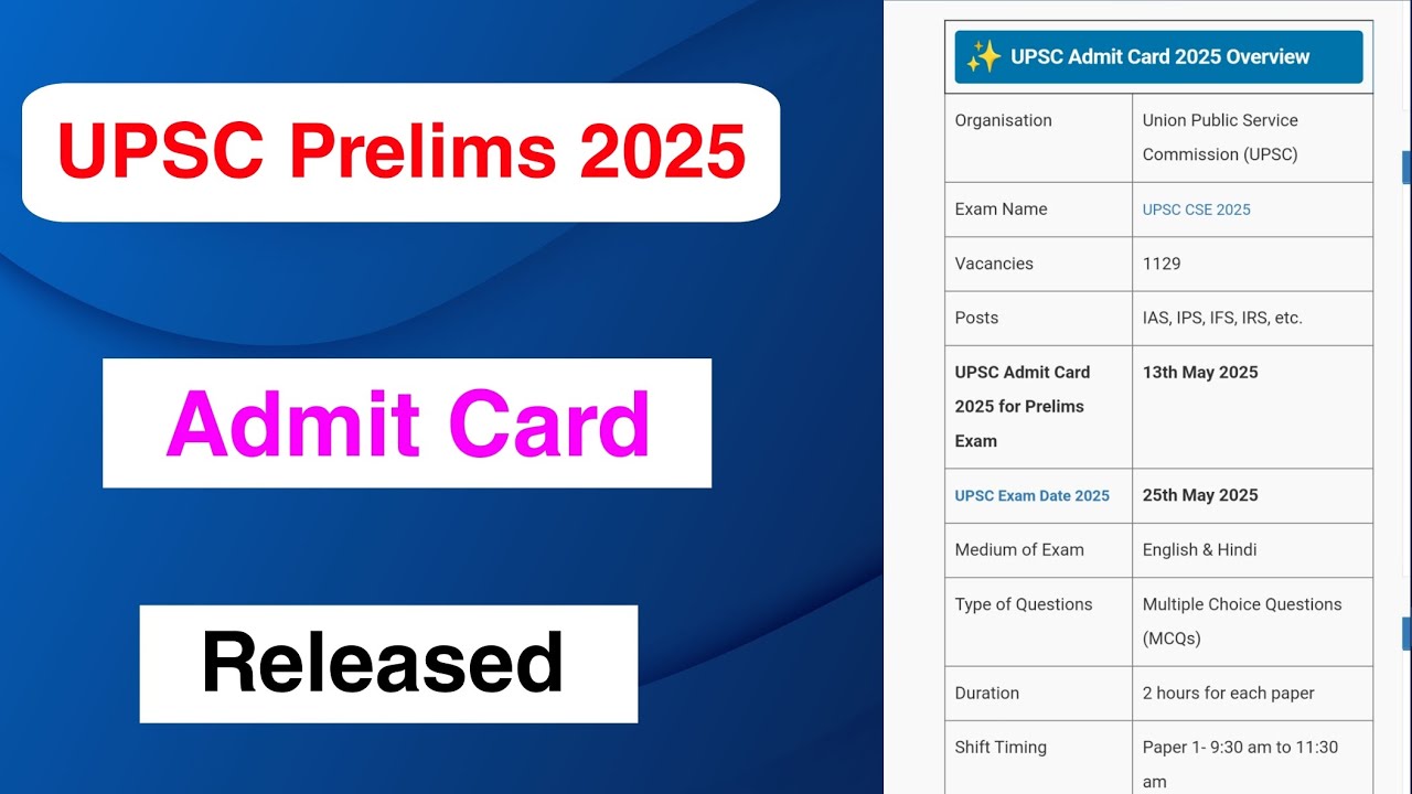 UPSC Prelims 2025 Admit Card Released | UPSC Prelims Admit Card 2025 ...
