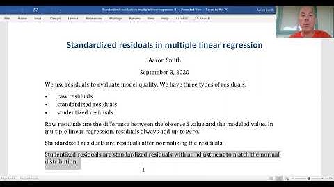 Standardized residuals in multiple linear regression
