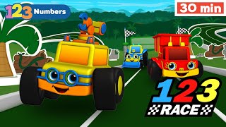 123 RACE! | Learn numbers for kids | Numbers Song | Counting 1 to 10 | Vehicles & Games for Kids