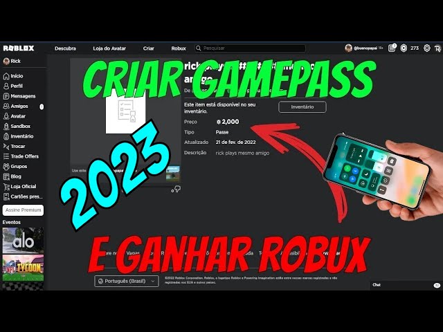 📍COMO CRIAR GAMEPASSES!! ATUALIZADO 2023! (passo a passo) Roblox [Pc] 