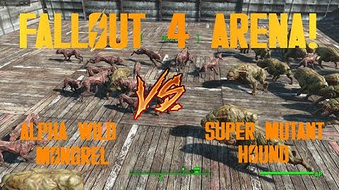 Alpha Wild Mongrel vs. Super Mutant Hound FALLOUT 4 ARENA NPC BATTLES