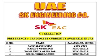 UAE JOBS IN SK ENGINEERING CO  Mob.094183-81725, 098161-71358 @foreignemploymentinfo.vaca7070