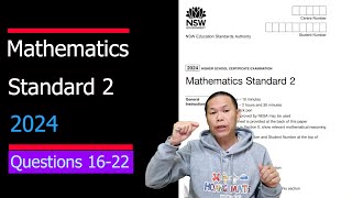2024 Mathematics Standard 2 Questions 16 to 22
