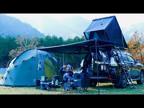 [Superb view  EP. 43] Relax Camping with Overland Style's LAND CRUISER. Roof Top Tent. Japan プラド