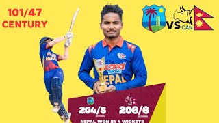 Rohit Kumar Poudel Best innings ever of his Life Century against West Indies|