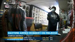 Armed robbery captured on surveillance video at Melrose Avenue clothing store | ABC7