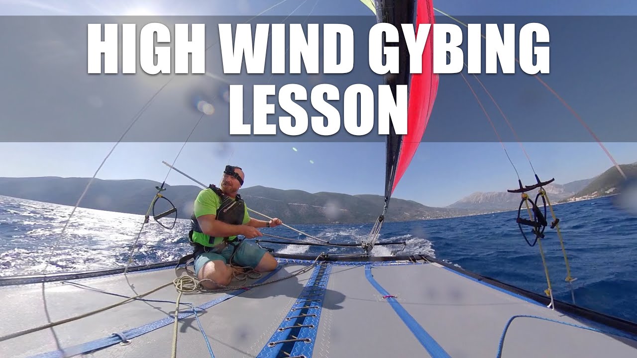 Strong Wind Gybe Hobie 16 tutorial multicam