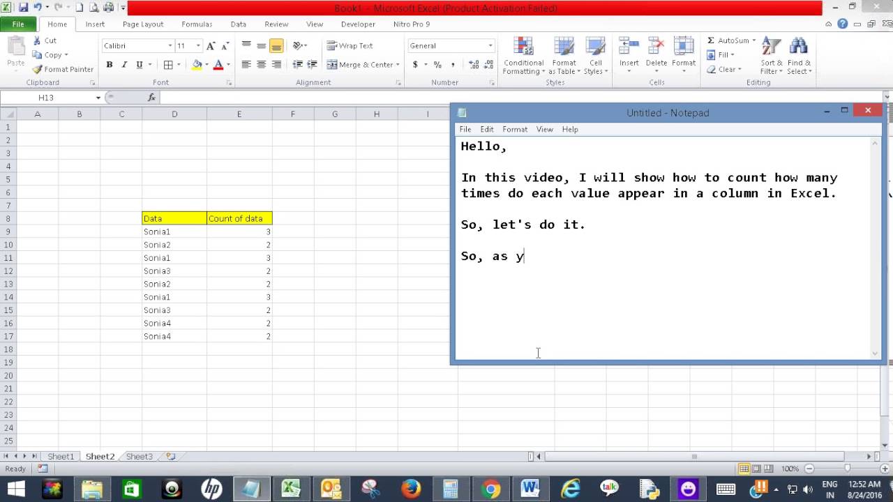 Count How Many Times Do Each Value Appear In A Column In Excel