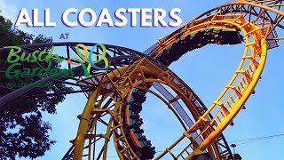 All Coasters at Busch Gardens Williamsburg + OnRide POVs  Front Seat Media