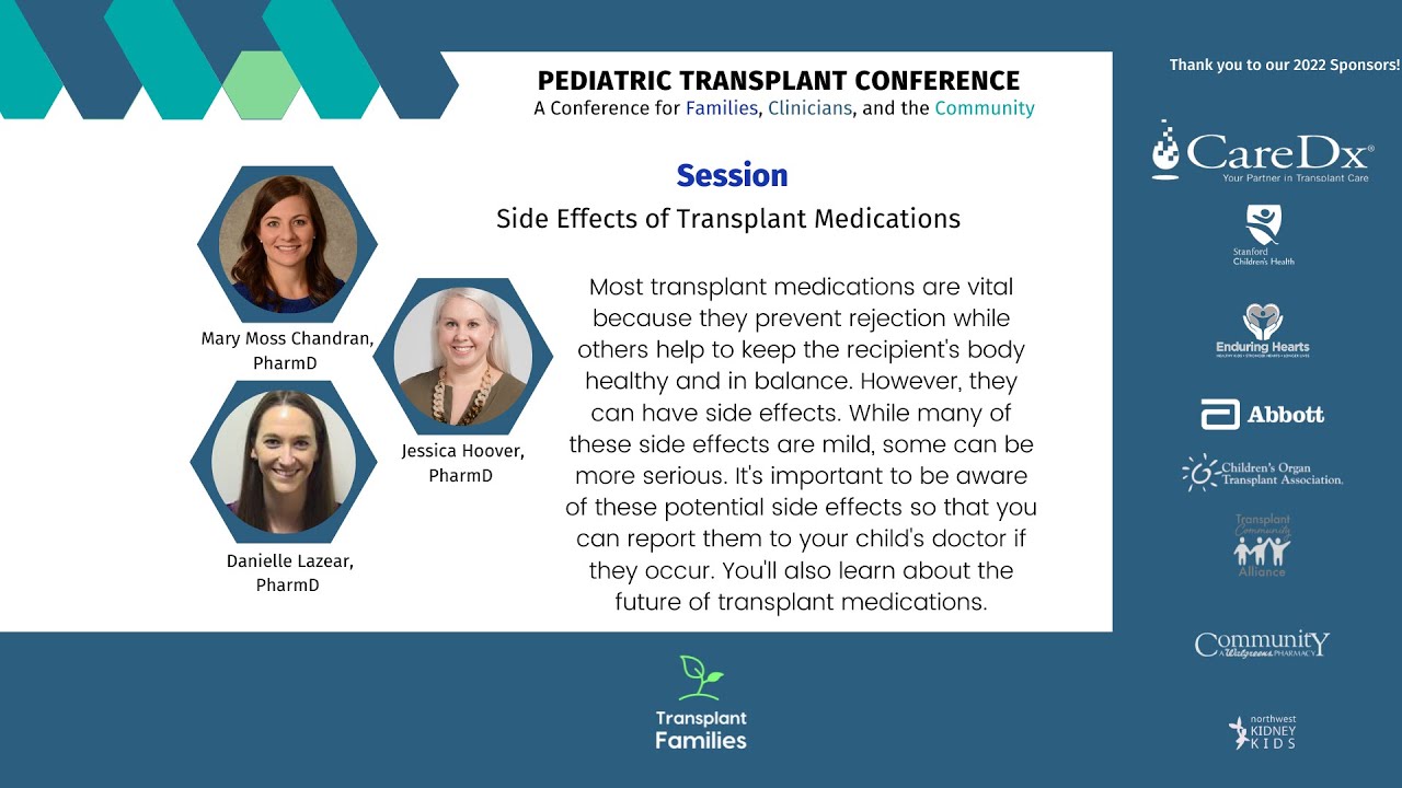 Side effects of transplant medications  - 2022 Pediatric Transplant Conference