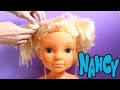 How to comb my Girl doll hair with hairbrush Nancy doll