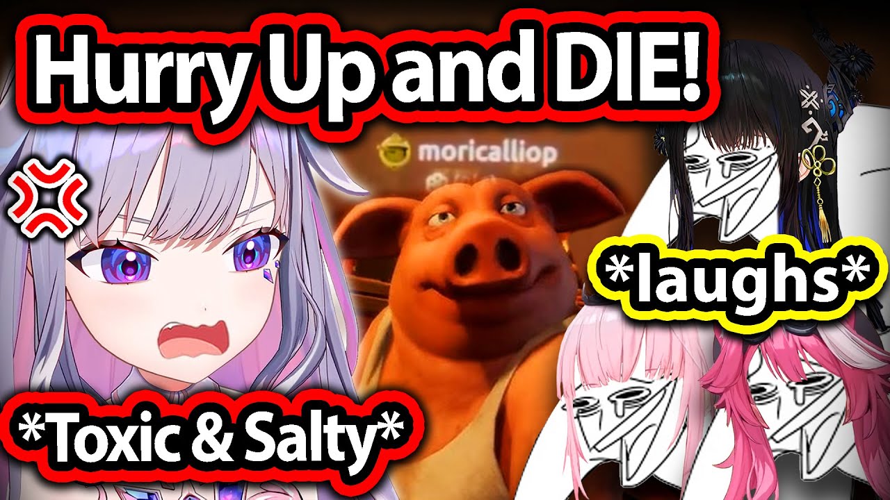 Biboo gets a bit too SALTY & TOXIC After Losing To Calli, Nerissa and Raora 【Hololive】