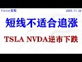 美股短线不适合追涨；TSLA，NVDA逆市下跌。