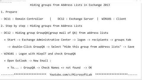 Hiding groups from Address Lists in Exchange 2013