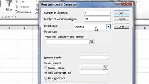 Random Number Generation with Excel
