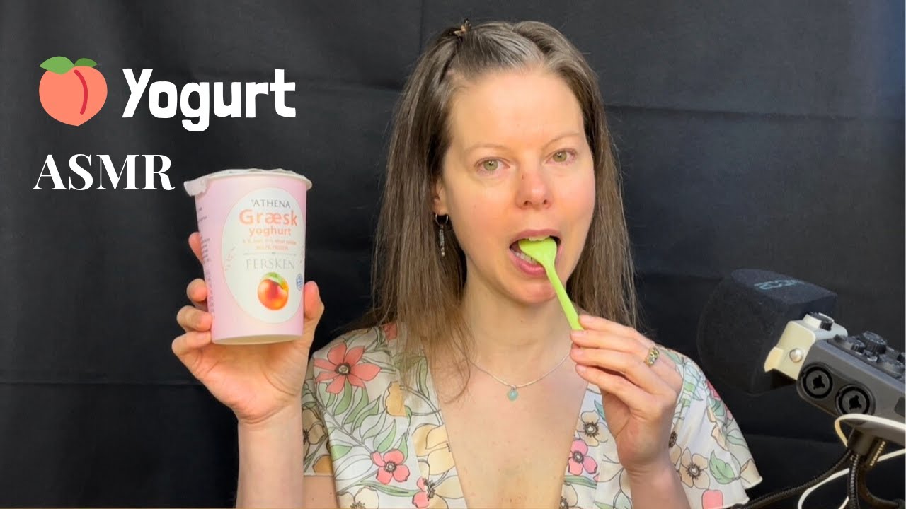 ASMR Eating Peach Yogurt, No Talking